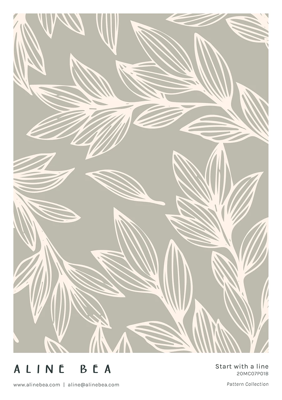 pattern-design-leaves-line-work-by-Aline-Bea