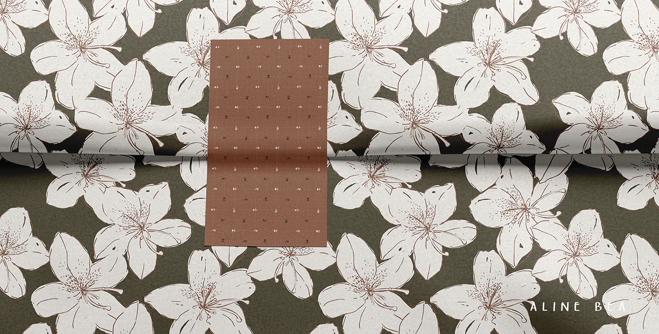 floral-wrapping-paper-and-tape-design-by-Aline-Bea