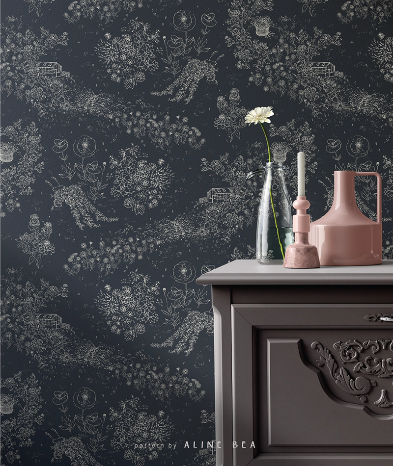 pattern toile de jouy style by Aline Bea on wallpaper