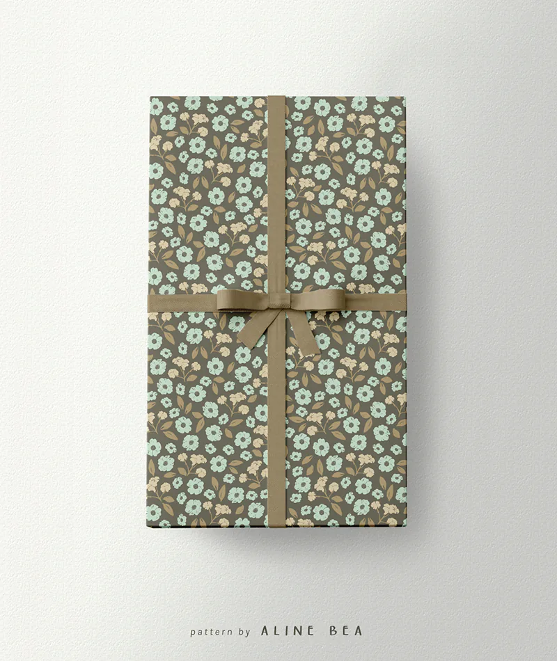 floral pattern by Aline Bea applied to wrapping paper