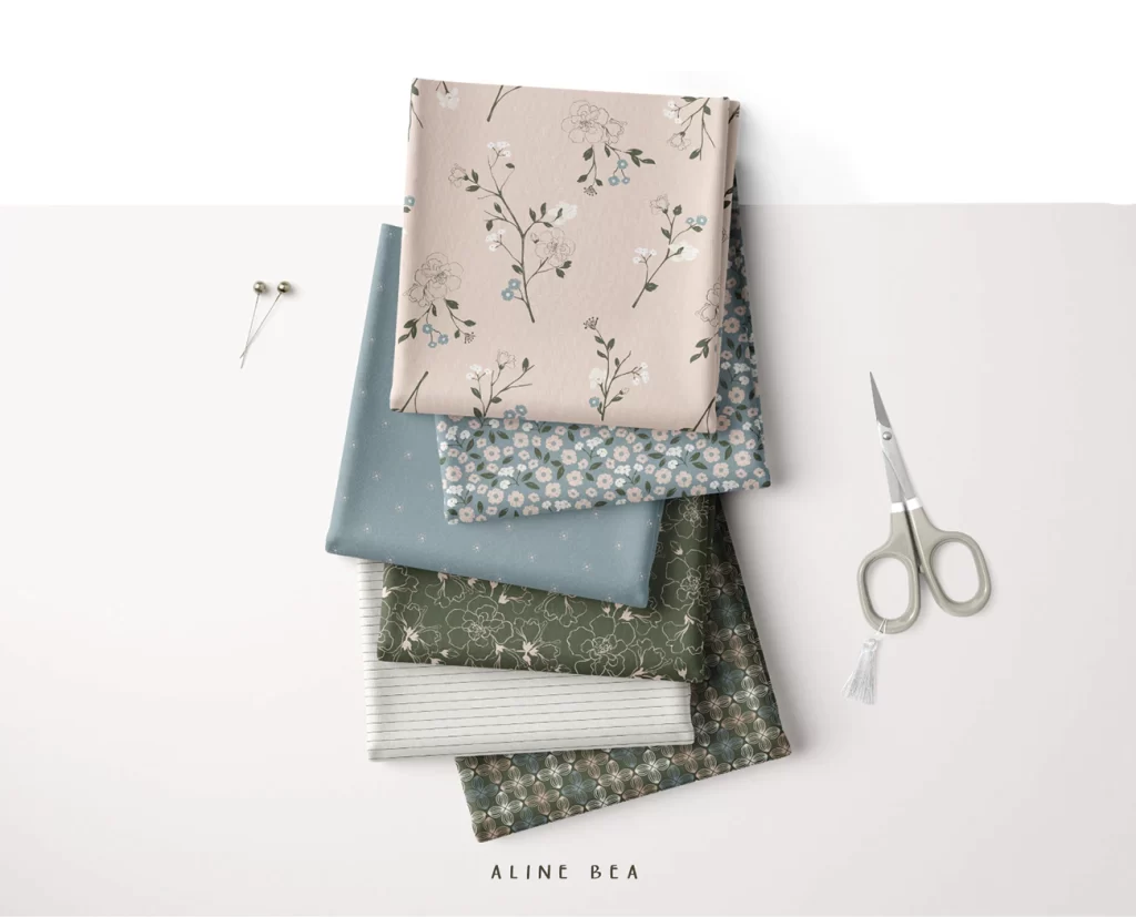 pattern collection by Aline Bea applied to folded fabrics