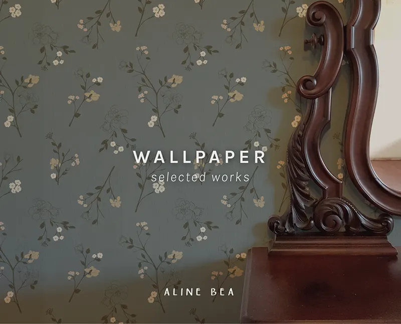 floral pattern design by Aline Bea applied to wallpaper