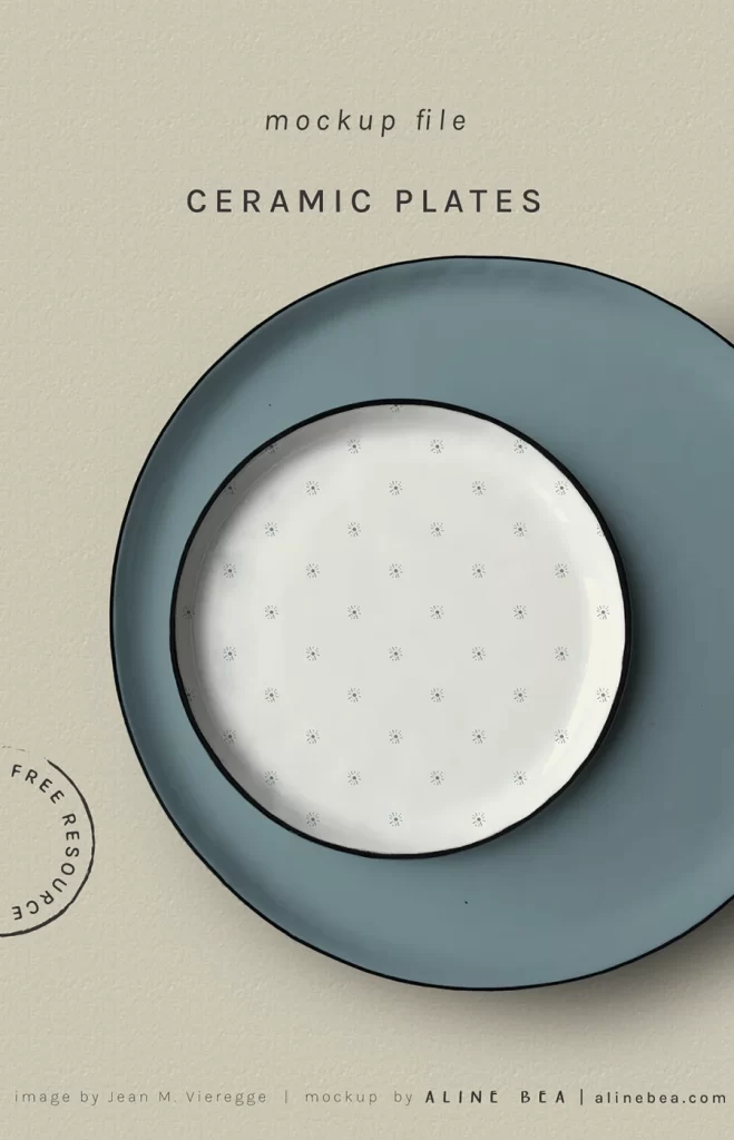 Mockups of two ceramic plates with decorative patterns on them