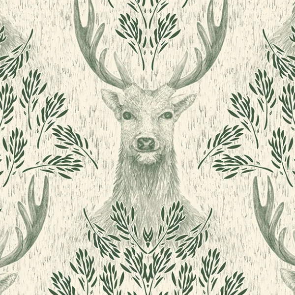 Hand-drawn deer heads pattern design by Aline Bea