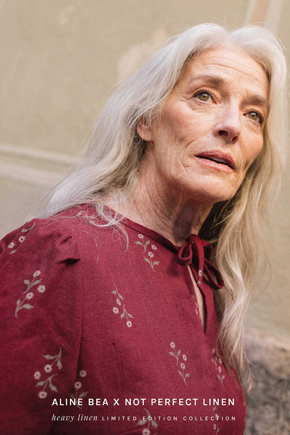 Model-wearing-heavy-linen-winter-dress-from-Aline-Bea-x-Not-Perfect-Linen-collaboration.