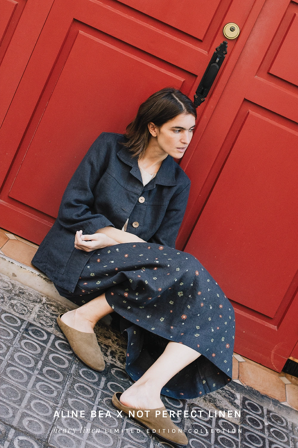 Model-wearing-Night-Garden-heavy-linen-winter-skirt-from-Aline-Bea-x-Not-Perfect-Linen-collaboration