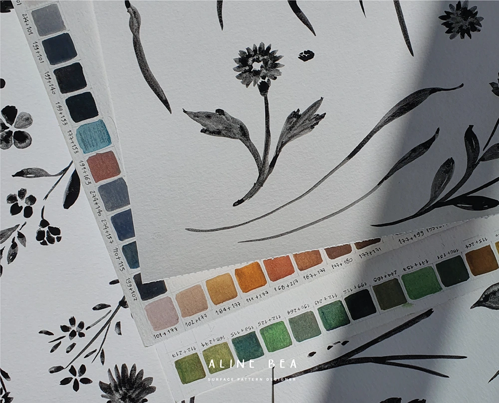 Aline-bea-hand-painted-floral-artwork-for-linen-design