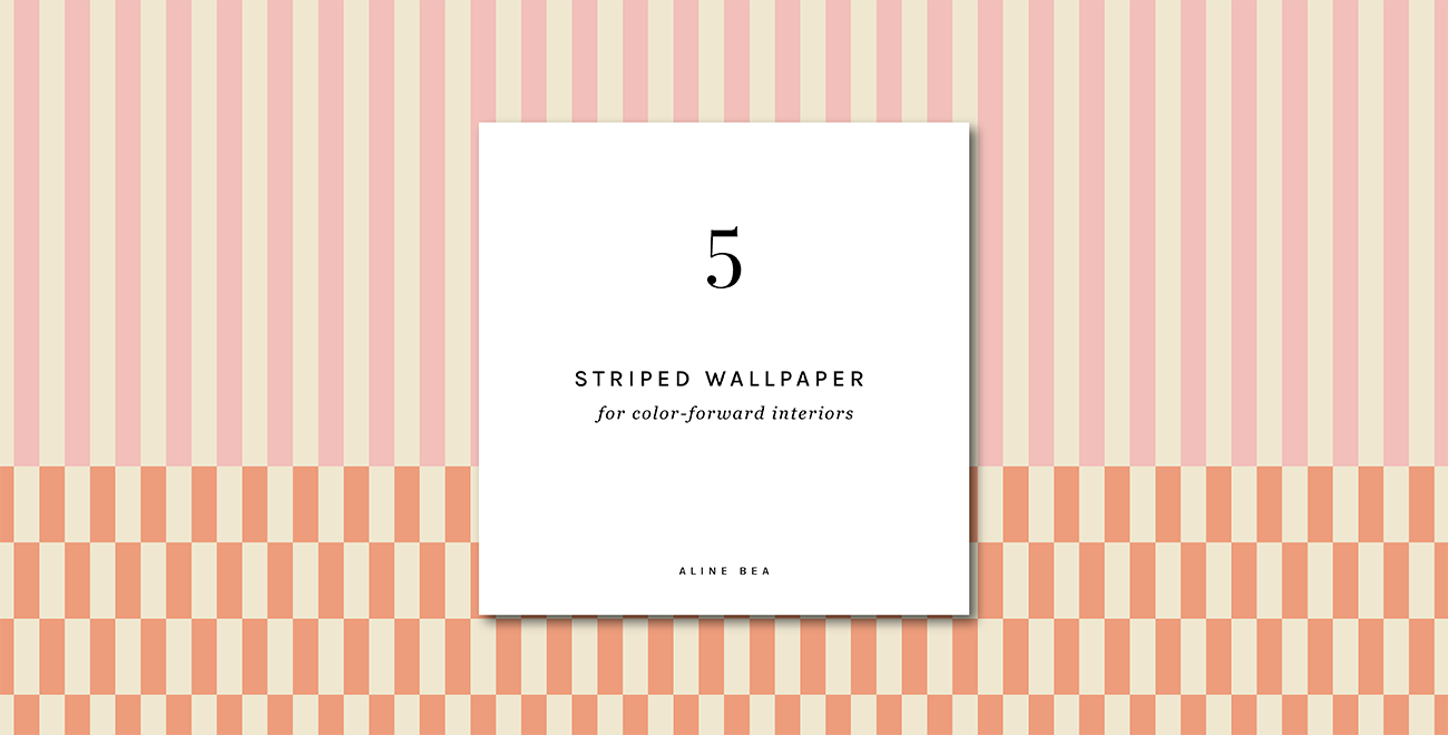 graphic-with-checker-stripes-at-bottom-and-normal-stripes-at-the-top-informing-blog-title-5-striped-wallpaper-for-color-forward-interiors-by-AlineBea